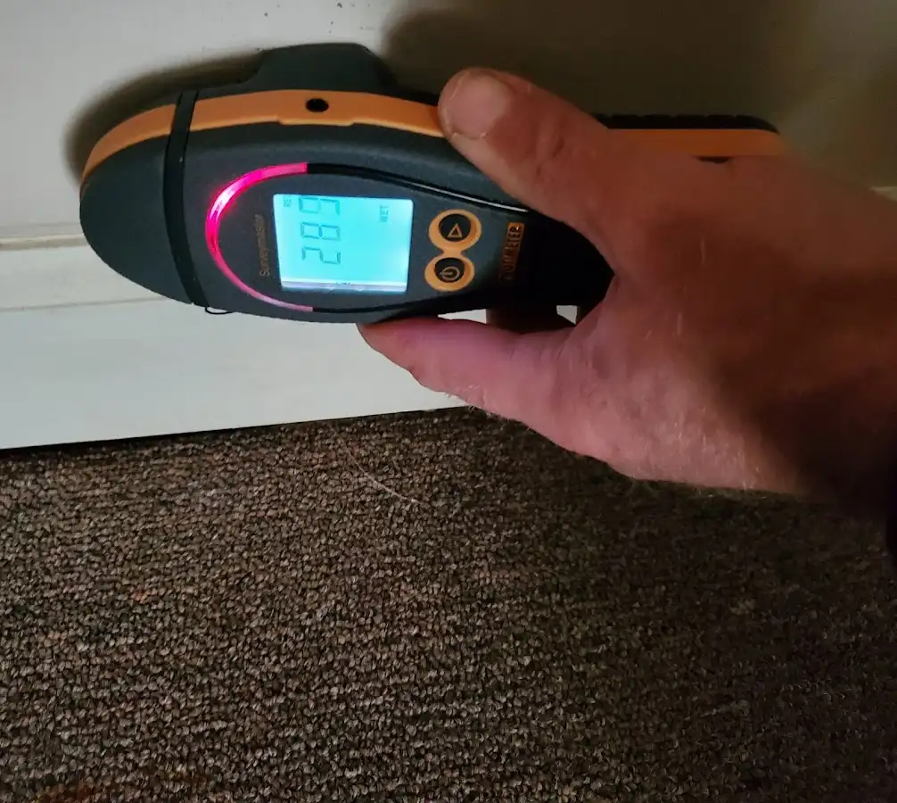 Moisture detection at baseboard during Mold Inspection & Testing in Cramerton